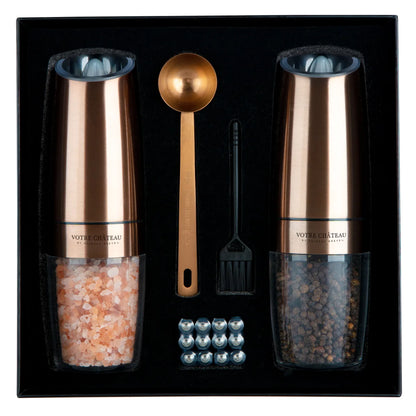 Votre Château by Phineas Greye Gravity Salt and Pepper Grinder Set with Batteries (Double)