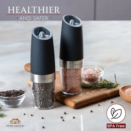 Votre Château by Phineas Greye Gravity Salt and Pepper Grinder Set with Batteries (Double)